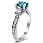 White Gold Blue and White Diamond Engagement Ring with 1 1/2 ct by Yaffie