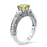 Canary Yellow Diamond Engagement Ring - Yaffie 1 1/2ct TDW White Gold