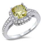 Fancy Yellow Diamond Halo Engagement Ring with 1 1/2ct TDW in Yaffie White Gold
