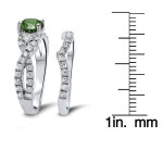 Green and White Diamond Bridal Set with 1 1/2ct TDW in Yaffie White Gold