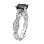 Yaffie Custom White Gold Infinity Knot Engagement Ring, set with 1 1/3ct TDW of Emerald-cut Black Diamonds, is a timeless beauty.