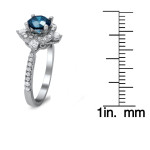 Vintage Style Blue Round Diamond Ring in White Gold with 1 1/4 ct TDW by Yaffie