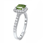 Green Princess Cut Diamond Ring with 1 1/4ct TDW, crafted in Yaffie White Gold for an enchanting engagement.