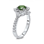 Say 'I do' to our Yaffie Green Round Diamond Engagement Ring in White Gold