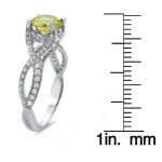 Sparkling Yaffie Yellow Diamond Engagement Ring with 1 1/6ct TDW in White Gold