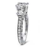 Yaffie White Gold Round Diamond Engagement Ring with 1 3/4 Carat Total Diamond Weight and 3 Stones