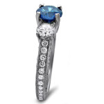 Blue and White Round Diamond Ring with 1 3/4 ct TDW, Made of Yaffie White Gold