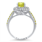 Golden Halo Engagement Ring with 1.75ct Yellow Diamond by Yaffie