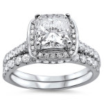 Yaffie Radiant 1.6ct Diamond Bridal Set in White Gold with Cushion-cut Clarity Enhancement
