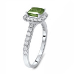 Green Princess Cut Diamond Engagement Ring - Yaffie White Gold Stunner with 1.6ct Total Diamond Weight