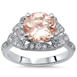 Morganite and Diamond Engagement Ring with 1.6ct White Gold Sparkle