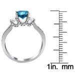 Gleaming Yaffie Ring with Blue and White Round Diamonds, 1 7/8ct, in White Gold