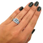 Breathtaking Blue Princess Diamond Engagement Ring Set with Yaffie White Gold, 1.9ct Total Diamond Weight.