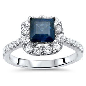 Sapphire and Diamond Engagement Ring - Yaffie White Gold, 1/2ct Total Diamond Weight