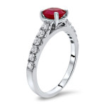 1ct Ruby and 1/2ct Diamond Engagement Ring - Yaffie White Gold Beauty