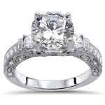 Engagement Bliss: White Gold Round Moissanite & Diamond Ring (2.1 ct. TGW) by Yaffie