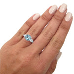 Aquamarine Diamond Engagement Ring with Beautiful Three Stones - Yaffie White Gold 2.5ct TGW