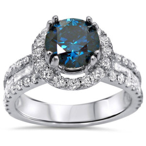 Blue Diamond Engagement Ring with 2.2ct TDW in Yaffie White Gold
