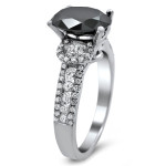 Yaffie ™ Custom Oval Black and White Diamond Engagement Ring - in 2 3/4ct White Gold
