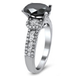 Yaffie ™ Bespoke White Gold Ring with 2 3/4ct Oval Black and White Diamonds for Engagement