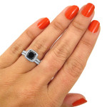 Yaffie ™ Exquisite Black and White Diamond Bridal Ring Set of 2 3/4ct TDW, in Elegant White Gold!