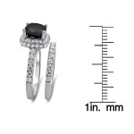 Yaffie ™ Exquisite Black and White Diamond Bridal Ring Set of 2 3/4ct TDW, in Elegant White Gold!