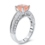 Round-Cut Morganite Diamond Engagement Ring with 2 3/4ct TGW in Yaffie White Gold