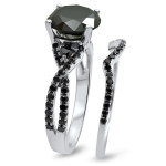 Black Diamond Bridal Set- Customised by Yaffie™ with 2.6ct White Gold Sparkle