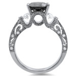 Yaffie™ Custom Black 3-stone Round Diamond Ring - White Gold with 2 3/8ct TDW