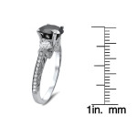 Yaffie™ Custom Black 3-stone Round Diamond Ring - White Gold with 2 3/8ct TDW