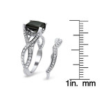 Yaffie ™ Custom-Made Black Princess-Cut Diamond Bridal Set in 2 4/5ct White Gold