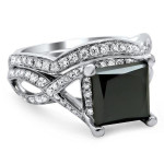 Yaffie ™ Custom-Made Black Princess-Cut Diamond Bridal Set in 2 4/5ct White Gold