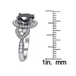 Yaffie Vintage Style Oval-cut Black and White Diamond Ring - 2.875ct White Gold Halo
