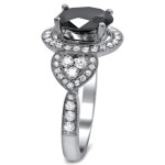 Yaffie ™ Vintage Style Ring with Oval-cut 2 7/8ct Black and White Diamonds in White Gold Halo Design - Made to Order