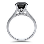 Yaffie™ Custom 2ct TDW Black Round Diamond Solitaire Engagement Ring in White Gold