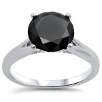 Yaffie™ Custom 2ct TDW Black Round Diamond Solitaire Engagement Ring in White Gold