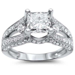 Yaffie White Gold 2ct TDW Diamond Engagement Ring - Enhanced