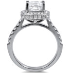 Princess-Cut Diamond Bridal Set with 2ct TDW and Clarity Enhancement in White Gold by Yaffie.