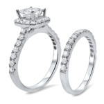 Enhanced Bridal Ring Set with Princess-cut Diamonds, total 2ct TDW, in Yaffie White Gold