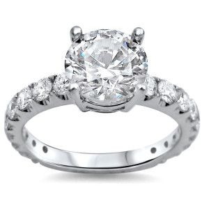 Sparkling Clarity-Enhanced Round Diamond Engagement Ring in Yaffie White Gold, 2ct TDW