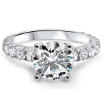 Sparkling Clarity-Enhanced Round Diamond Engagement Ring in Yaffie White Gold, 2ct TDW