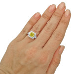 Engage with elegance: Yaffie Yellow Cushion-cut Diamond Ring with 3 1/10ct TDW in White Gold.