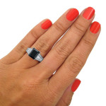 Yaffie ™ Custom 3 1/2ct TDW Black Emerald-cut Diamond Engagement Ring in White Gold