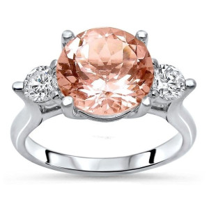 Dazzlingly Elegant Yaffie Morganite and Diamond Engagement Ring, 3.4ct Total