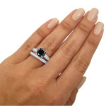 Yaffie ™ Vintage Style Bridal Ring Set - White Gold with 3 3/5ct of Sleek Black and White Diamonds, Expertly Custom Made.