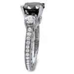 Yaffie Unique Creation: Black & White Solitaire Diamond Ring in 3 4/5ct White Gold