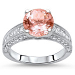 Elegant Morganite Diamond Engagement Ring Set in White Gold - 3 5/6ct TGW