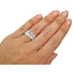 Elegant Morganite Diamond Engagement Ring Set in White Gold - 3 5/6ct TGW