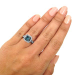 Princess-worthy 3ct White Gold Blue and White Diamond Engagement Ring by Yaffie.