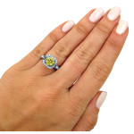 White Gold Engagement Ring with Round-cut Canary Yellow and White Diamonds (3ct) by Yaffie.